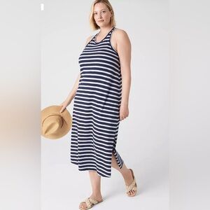 Lane Bryant racerback blue striped midi length cotton comfort casual dress 14/16